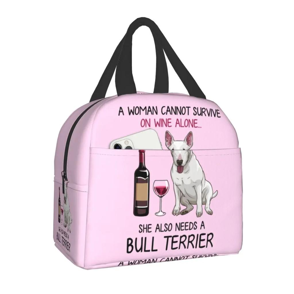 Bull Terrier Dog In Floral Lunch Box Women Multifunction Thermal Cooler Warm Food Insulated Lunch Bag For Kids School Children