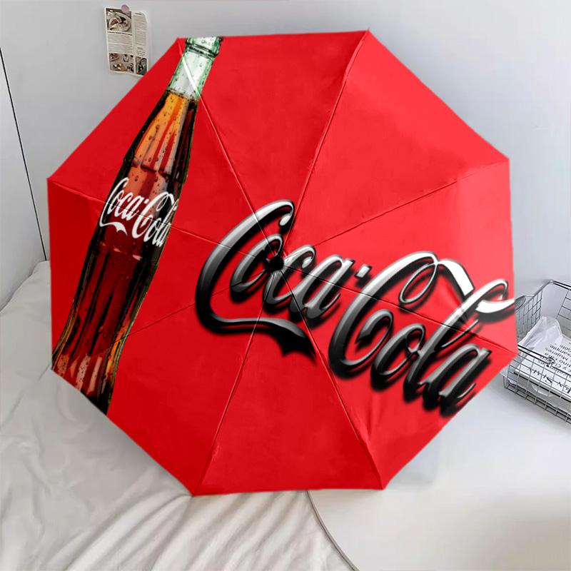 1PC Coca-cola Christmas Delivery Automatic Umbrella - Suitable Travel Outdoor Portable Umbrella Birthday Gift Daily Essentials