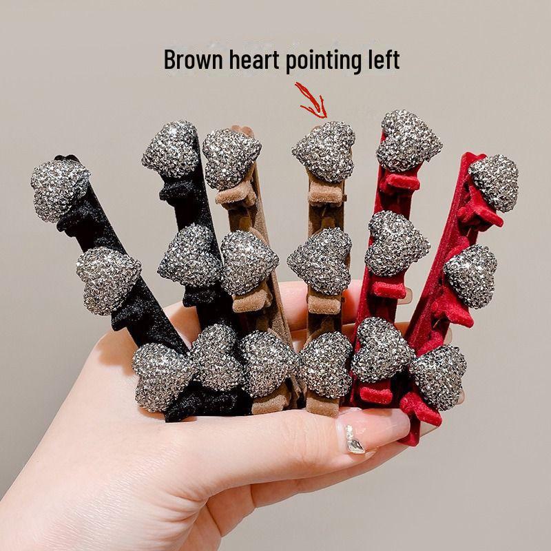 Flocking Love Diamond Hair Clip: New Year's Hair Braiding & Bangs Accessory