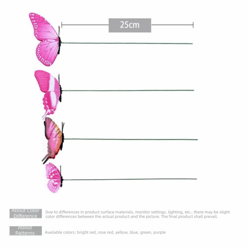 12PCS Multicolor Butterfly Garden Stakes Mixed Size Ornament Simulation Butterfly with Rods Accessories DIY