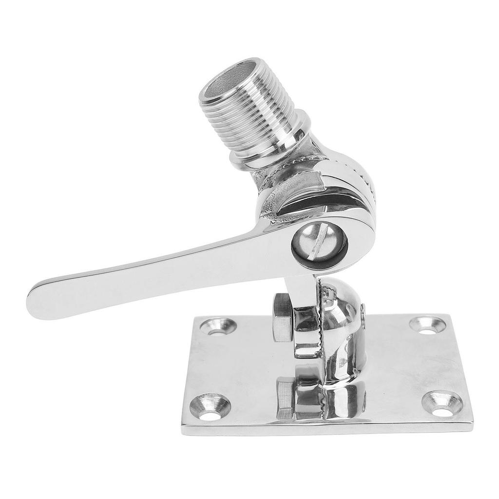 Marine VHF Antenna Mounts Polished 316 Stainless Steel Adjustable Ratchet Antenna Base Mount for Boat 1 Inch Antenna