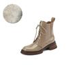 Fashion NEW Fall Shoes Women Patent Leather Boots Round Toe Chunky Heel Women Boots Winter Solid Lace-up Ankle Boots Western Boots Women