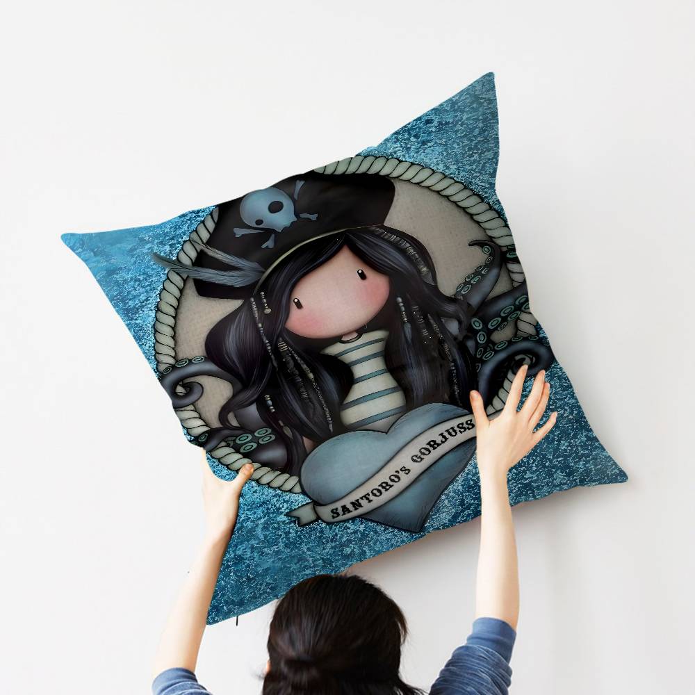 Cute Girls SSantoro Gorjuss Cushion Cover Car Throw Pillow Case For Sofa Car Christmas Gift 40x40cm 45x45cm