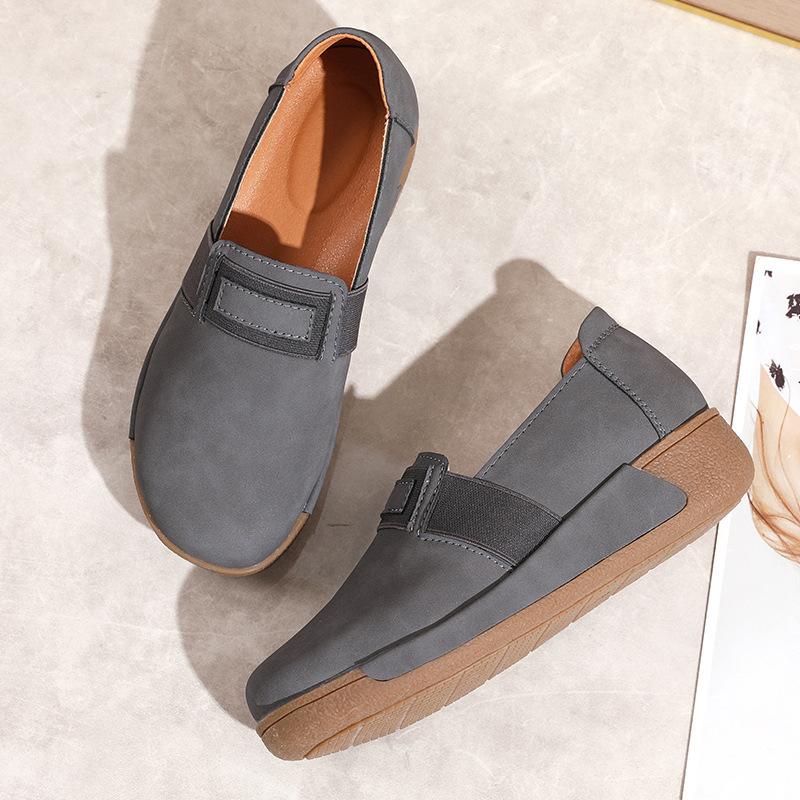 Tendon Soft-soled Non-slip Women's Shoes, Mother's Single Shoes, Spring and Autumn One-step Casual Mid-heel Wedges