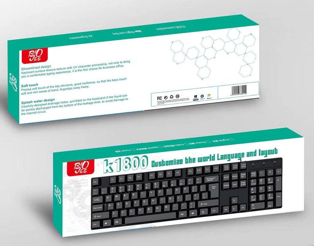 Multilingual USB Wired Keyboard with Russian, Arabic, Spanish, and French Layouts