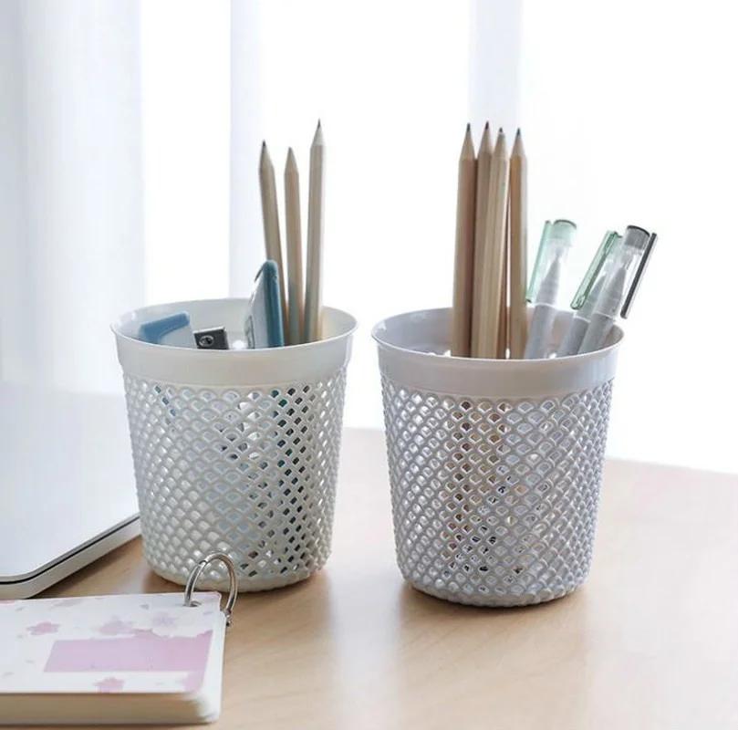 Creative Plastic Pen Holder Simple Solid Color Hollow Desktop Storage Tube Makeup Tube Stationery Tube
