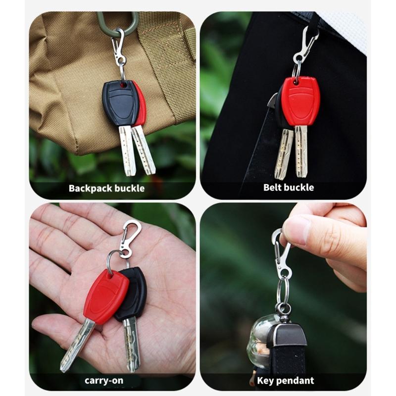 10Pcs Stainless Steels Keychain Carabiner Clasp Outdoor Paracord Carabiner Clip for Camping Traveling Hiking Keychains