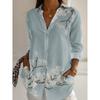 Women's Shirt Floral Active Stylish Buttons Blouse Lapel Neck Blouse Womens Long Sleeve Shirt Womens Clothing