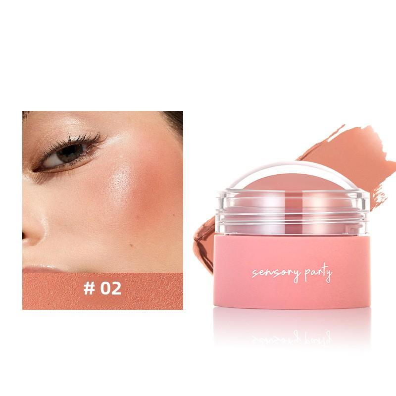 Sensory Party Cream Blush, Shimmer Peachy Orange Blush Stick for a Natural, Dewy Look Long-Lasting, Blendable Cheek Color In 6 Shades