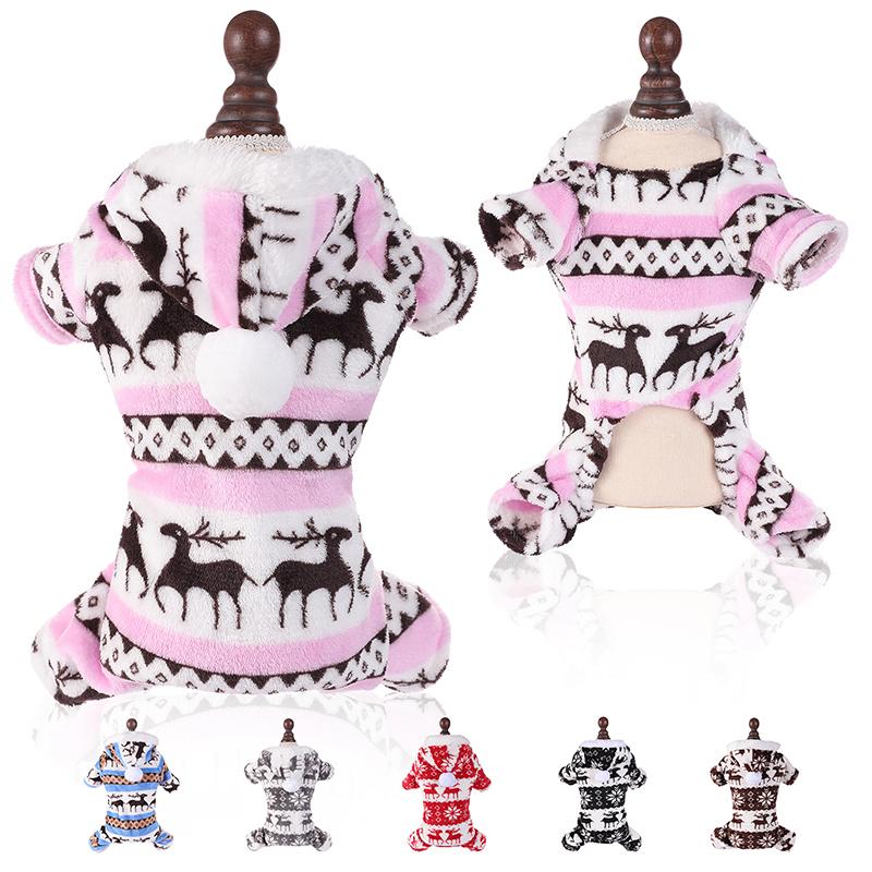 Winter-Hunde-Weihnachtsoverall, Kleidung, warmer Plüsch-Haustier-Schlafanzug für kleine und mittelgroße Hunde, Katzen, Overalls, Welpen, York, Chihuahua, Onesies