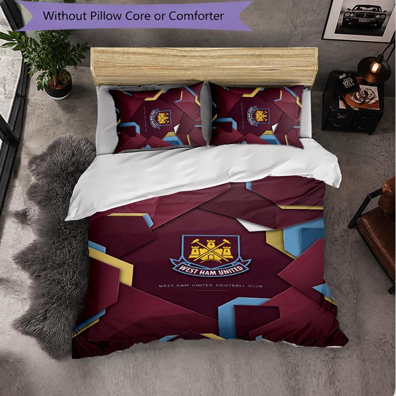 West Ham United Calcio Set Biancheria da Letto 3 Pezzi Morbido Set Copripiumino con Federe Set Decorazione Camera da Letto per la Casa