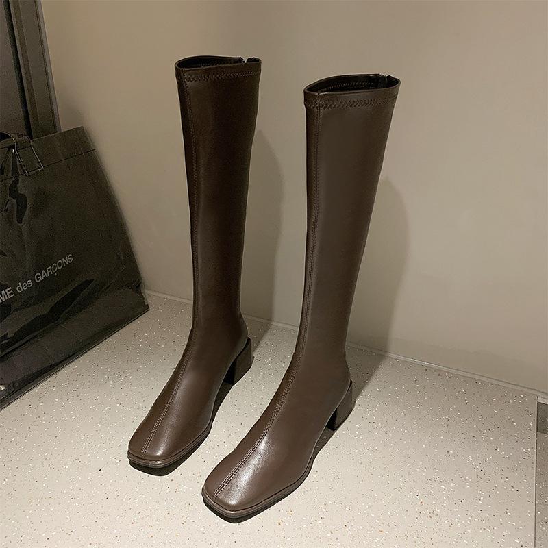 Women's knee high boots 2025 autumn and winter new British style small stature slimming high-heeled knight women's boots
