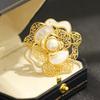Elegant High-End Natural Fritillary Freshwater Pearl Camellia Brooch Temperament Niche Flower Rose Pin Women'S Accessories