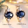 Elegante ovale blaue Zirkon-Hängeohrringe für Damen, goldfarben, Hochzeitspartyschmuck, Geschenk