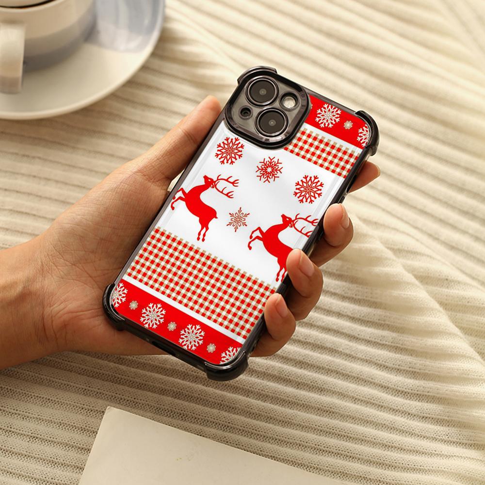 Ae112 Merry Christmas Art Electroplated TPU Phone Cases for iPhone 16 15 13 11 Pro Max 14 Plus XR Infinix Smart 8 Tecno Four Corner Protection Cover