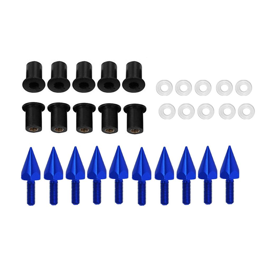 Windshield Wind Screen Spike Bolts M5 Screws Nuts Motorcycle Modification AccessoriesBlue