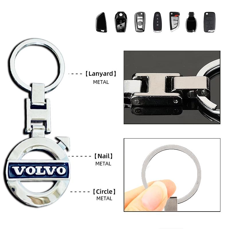 Car Tire Wheel Valve Cap Cover+Metal Car Key Chain Ring Keychain For Volvo V50 XC60 V40 XC90 S60 XC40 V60 V70 S90 Olestar AWD T6