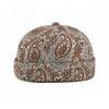 Unisex Retro Paisley Print Docker Cap Brimless Sailor Skullcap Vintage Ethnic Rolled Cuff Beanie Landlord Melon Hat for Men Women