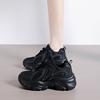 TUINANLE Black Women Platform Sneakers Breathable Lace Up Chunky Casual Comfort Walking Shoes