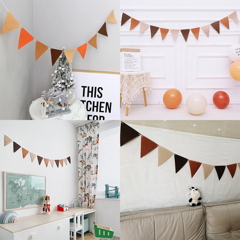 300cm Felt Flag Banner Fabric Multicolor Bunting Triangles Flags Garlands Wedding Baby Shower Birthday Party Home Hanging Decor