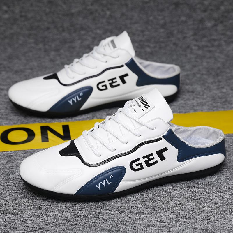 

Men s shoes 2025 summer new leather Korean version casual sports versatile breathable half support one pedal men s shoes driving shoes 39