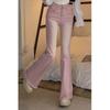 American Pink Women's Elastic High-Waisted Wide-Leg Retro Micro-Flare Jeans