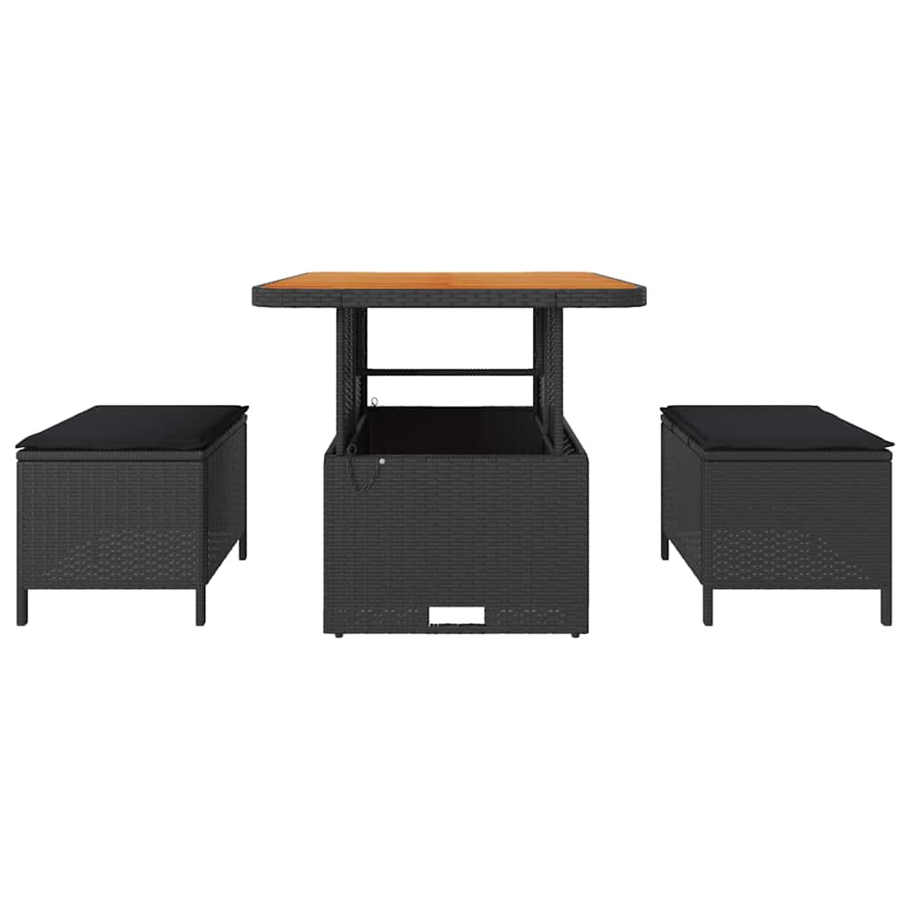 Garden Dining Set Black Poly Rattan