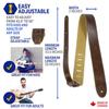 P Leathers Italian Leather Guitar Chestnut Perri's Ltd. Strap, 2-inch,