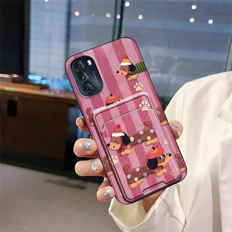 Dirt-resistant Cartoon Phone Case For MOTO G 5G 2022 Cute Durable Shockproof Full wrap Card slot Card bag Graffiti Cover
