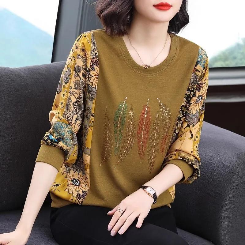 Women's Spring Autumn Mid-Age Loose Long Sleeve T-Shirt Long Sleeve Y2k Top T-Shirts