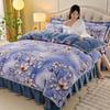 Cozy Flannel 230g Milk Velvet Printed Bed Set with Skirt - New Autumn/Winter Collection, Hot Seller