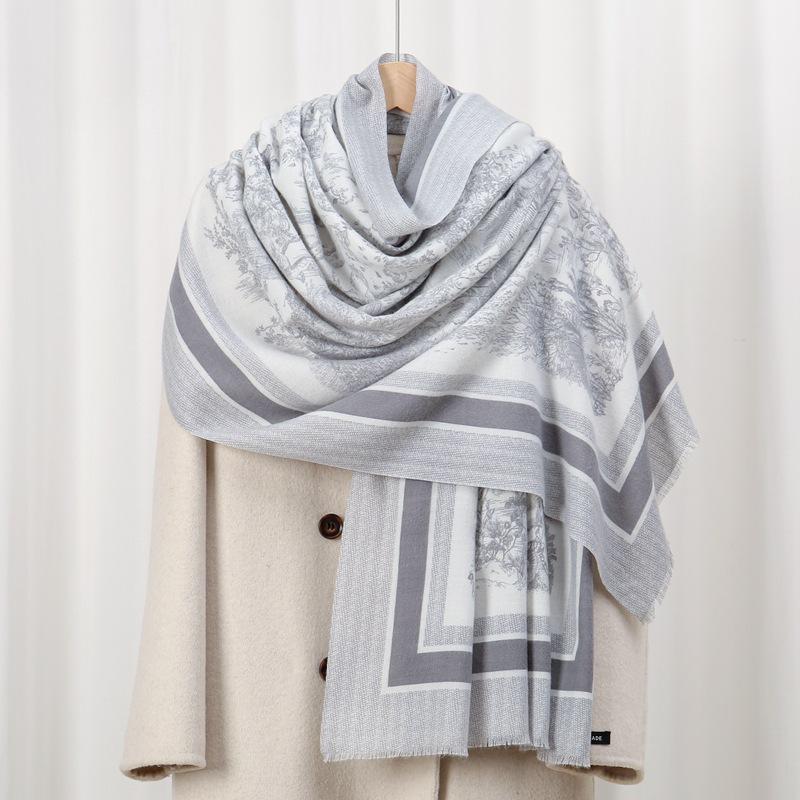 

Джунгли, приятный к коже бархат, приятный к коже и теплый осенью и зимой, шарф с принтом под кашемир, персонализированная универсальная шаль 88*180cm светло-серый