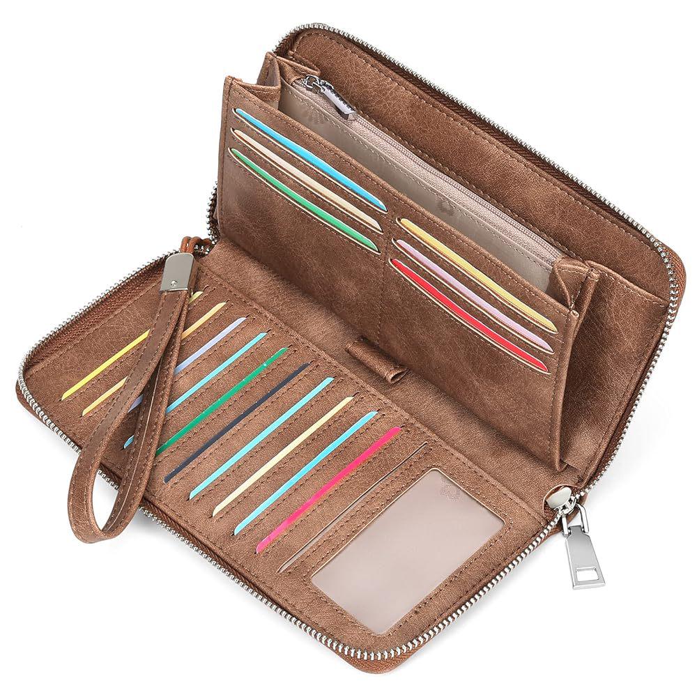 RFID-diebstahlsichere Damenbrieftasche aus PU-Leder, großes Fassungsvermögen, lang und elegant mit mehreren Kartenfächern.