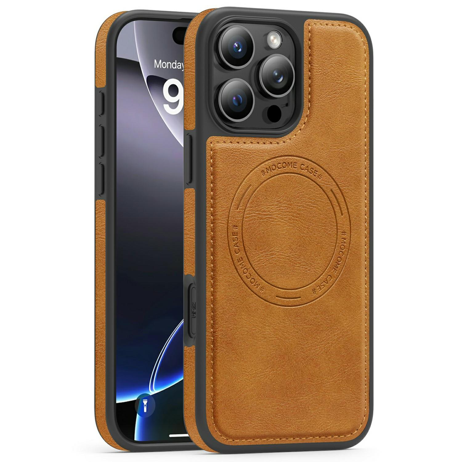 

For iPhone 16 Pro Max Case Compatible with MagSafe Leather Back Phone Cover A