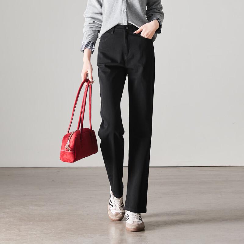 SOFSIL 2026 Spring High-Waisted Black Skinny Jeans for Women 27/M