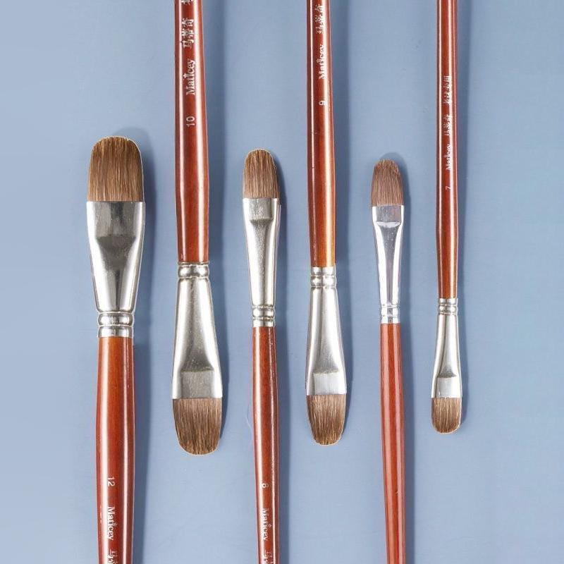 

12Pcs/Set High-Grade Weasel Hair Oil Painting Brush Hazel Shap Row Pen Long Birch Rod Acrylic Drawing Art Supplies Artist Supply A