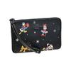 Coach X Disney Corner Zip 16 Collaboration Letter Logo Print Zippered Canvas And Leather Clutch Wallet Women Wallet Black CN031-QBM2