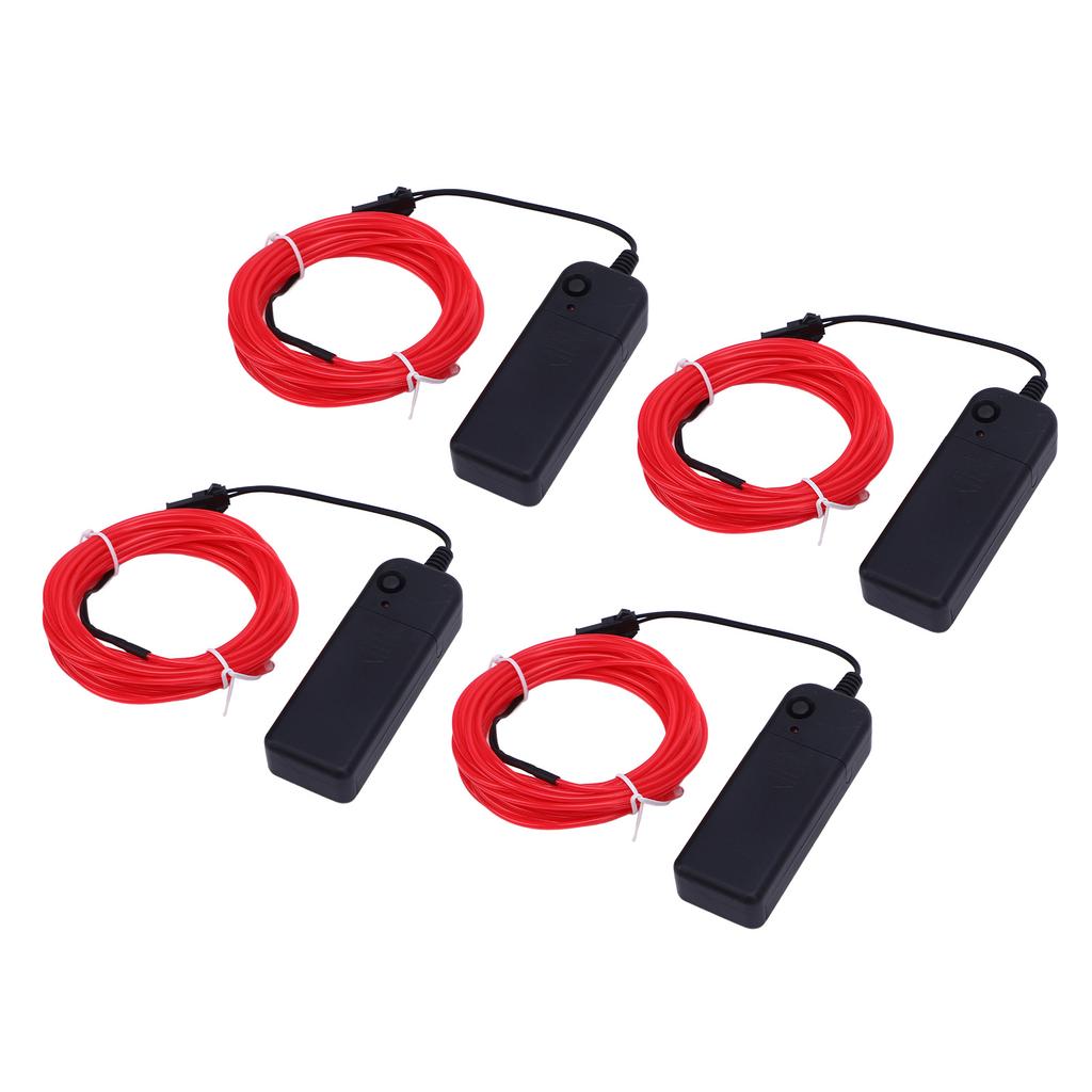 4PCS Neon Lights Strip 16.4ft Length Pink Portable Battery Pack 360 Degrees  Cuttable Glowing Rope Light
