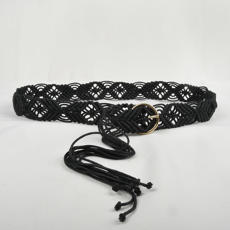 Ladies Twist Wax Rope Woven Belt Vintage Skirt Decorative Female Bohemian Girdle Pastoral Style Skirt