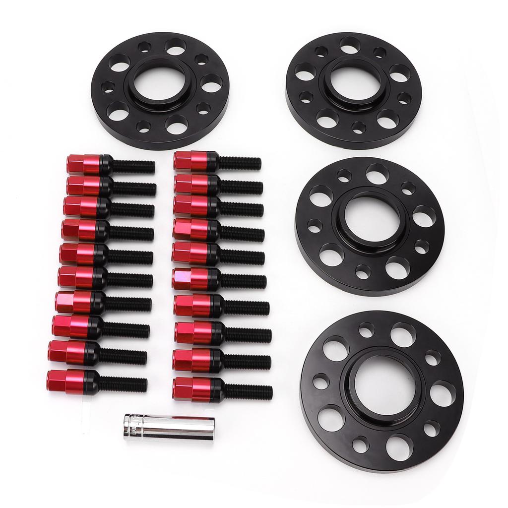 4PCS Wheel Spacer Kit 15mm M14x1.5 Bolt Pattern‑5x112mm Replacement for ALLROAD 2013‑2020Red