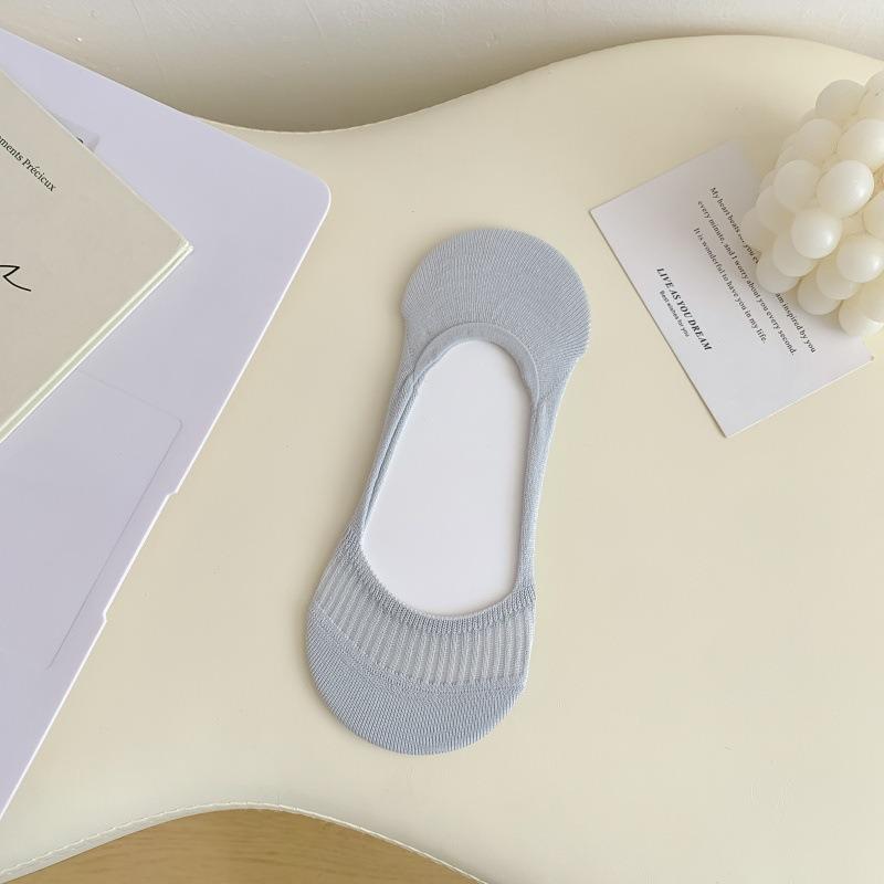 Female Summer Thin Cotton Pure Color Simple Non Slip Heel Boneless Shallow Mouth Invisible Socks