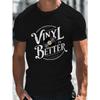 European Sizes Vinyl Record Americana Style Men's Casual Grew Neck Short Sleeve T-Shirt for Summer