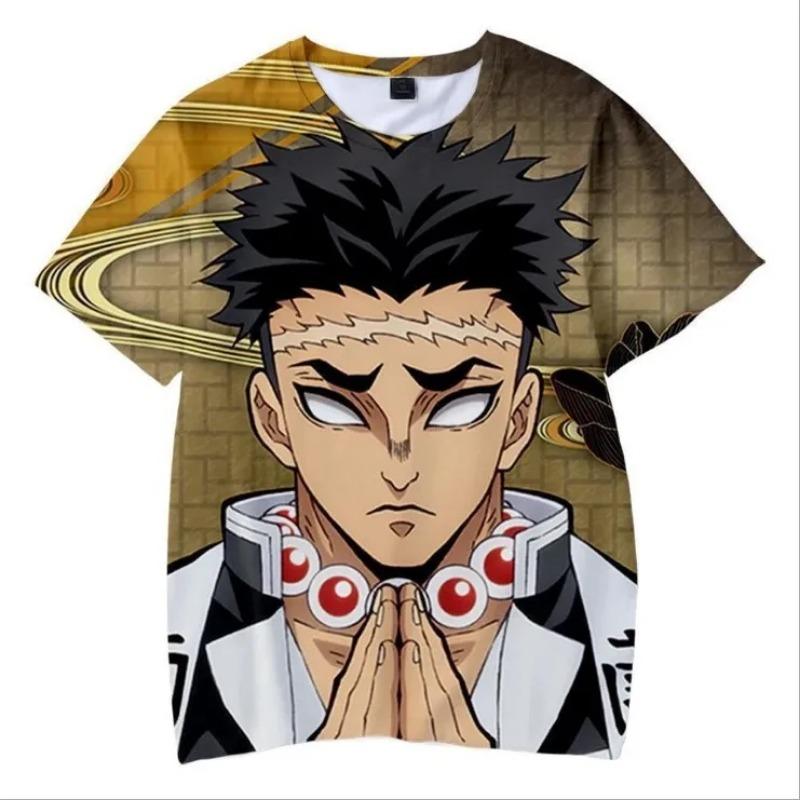 Sudadera de Manga Corta para Niños Top de Dibujos Animados Camiseta Estampada en 3D Anime Demon Slayer Niños Niñas Verano Moda Urbana Camiseta Top