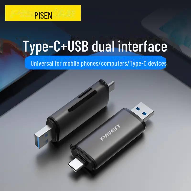PISEN USB 3.0 & Type-C 3.0 Aluminum Alloy Dual SD/TF Card Reader