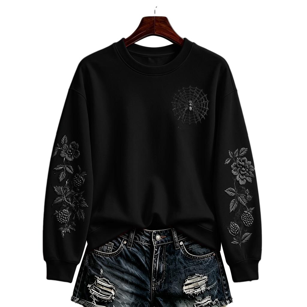 Women's Halloween Pullover Sweatshirt Casual Printed Long Sleeve Top