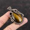 Tiger's Eye Pendant Gemstone Jewelry Copper Wire Wrapped Pendant Handmade Boho Pendant Tiger's Eye Jewelry Gift For Her Copper Wire Jewelry
