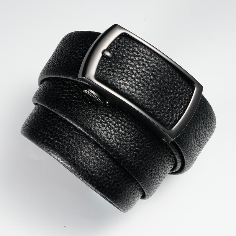 New Men's Genuine Leather Belt, Business Automatic Buckle Belt, Alloy Belt Inside