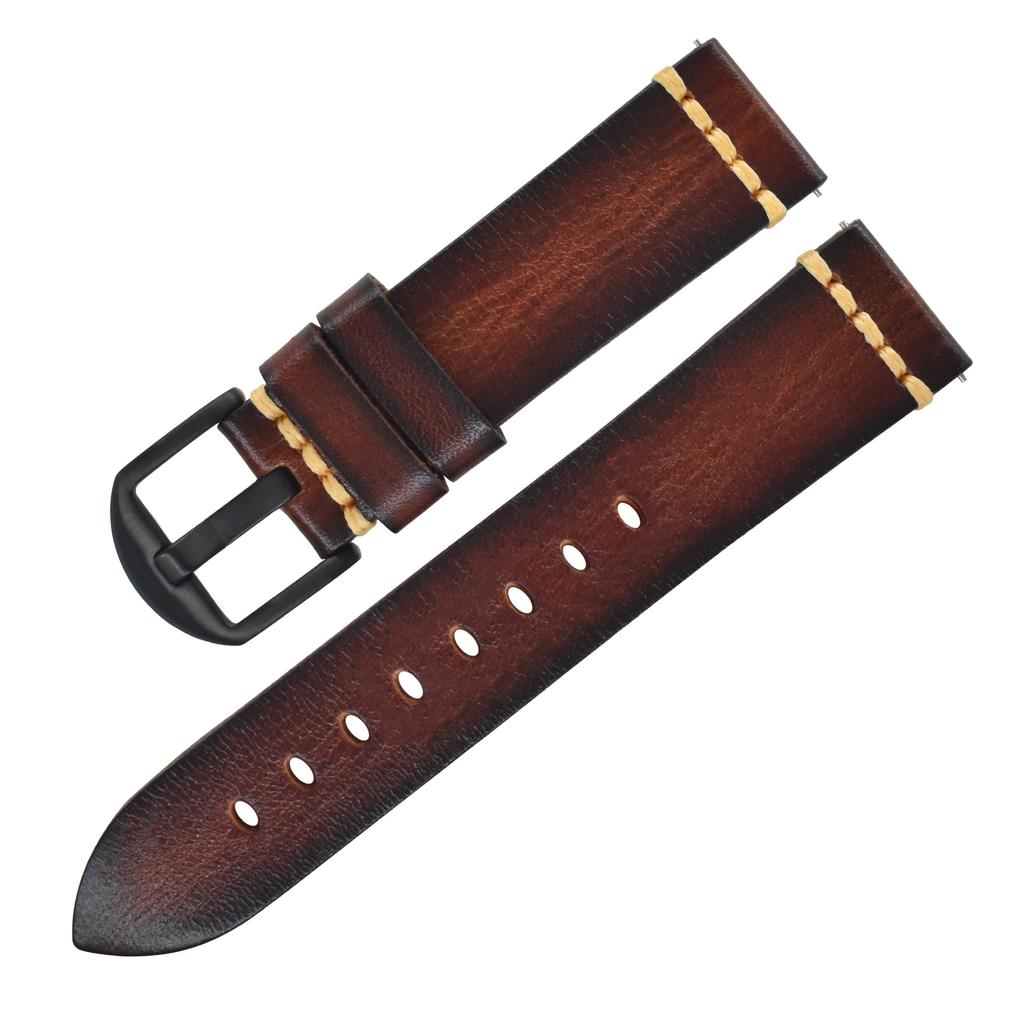 Applicable To 22Mm Huawei Gt3 Watch, Handmade Leather Strap, Italian Vegetable Tanned Leather Samsung Cowhide Watch Strap