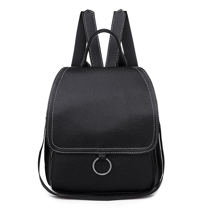 

Женский рюкзак для девочек из искусственной кожи, школьная сумка через плечо, дорожный рюкзак Rusksack чёрный