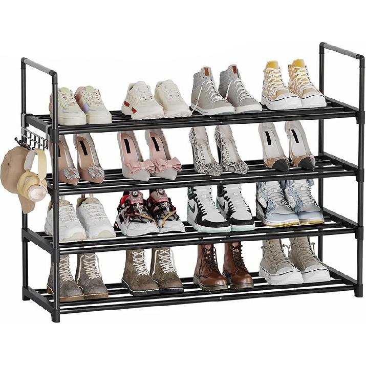 Shoe Rack, 3-Tier Shoe Organizer, Sturdy Shoe Storage Shelf, Perfect for Front Door Entrance, Closet & Entryway, Easy to Assemble, DIY Layering